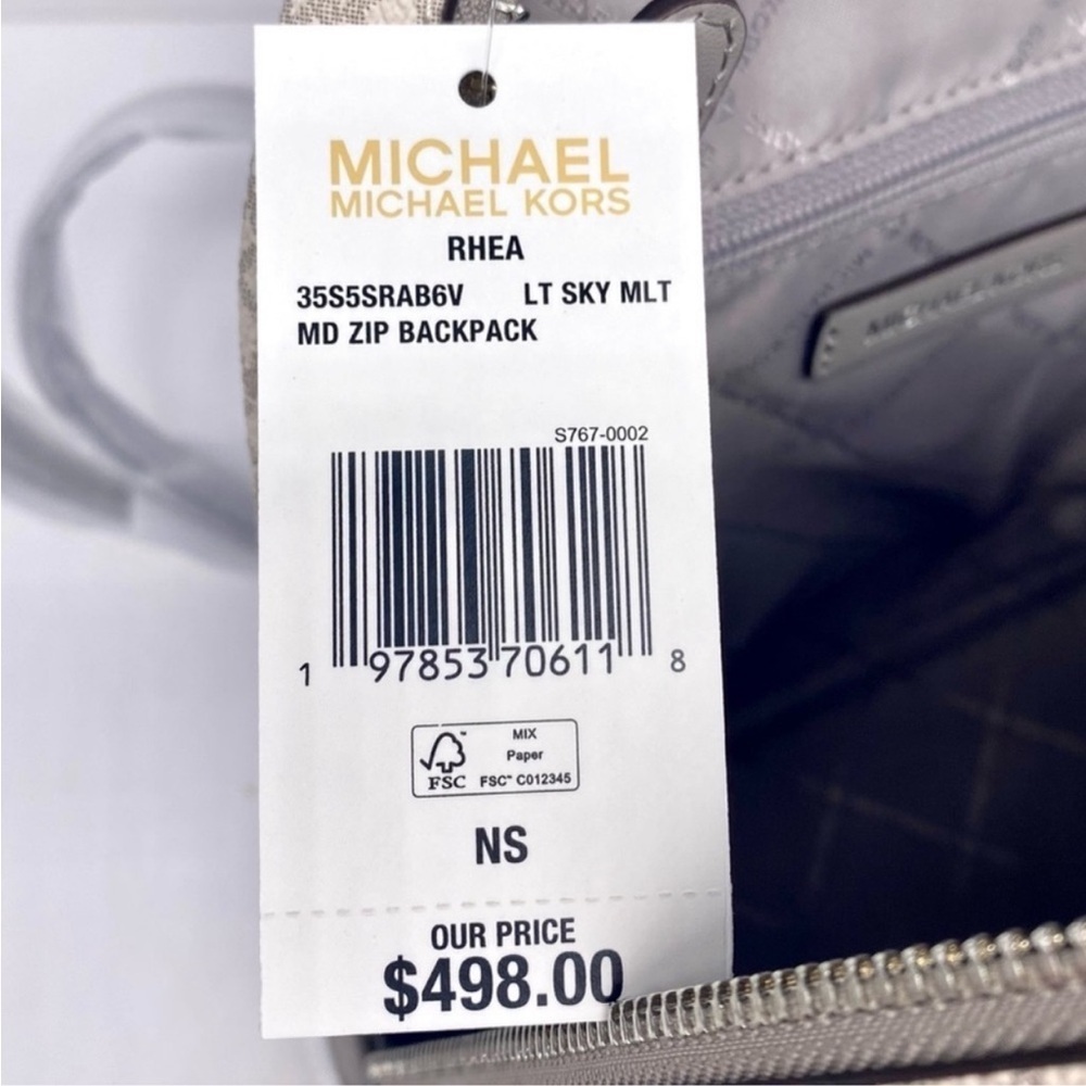 MICHAEL KORS Rhea Medium Color-Block Signature Logo Backpack - Picture 11 of 11